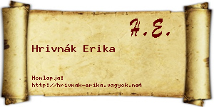 Hrivnák Erika névjegykártya